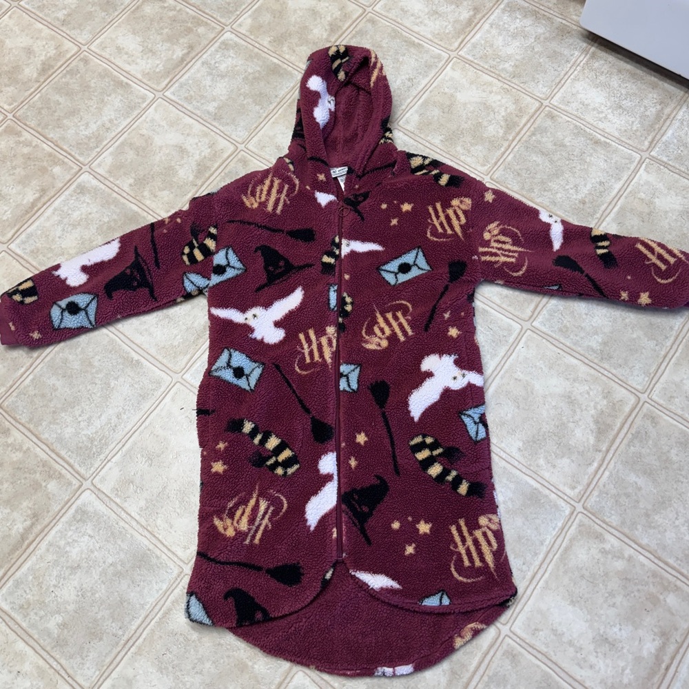 Harry Potter Wizarding World Cozy Burgundy Hooded Jacket Oversized XS